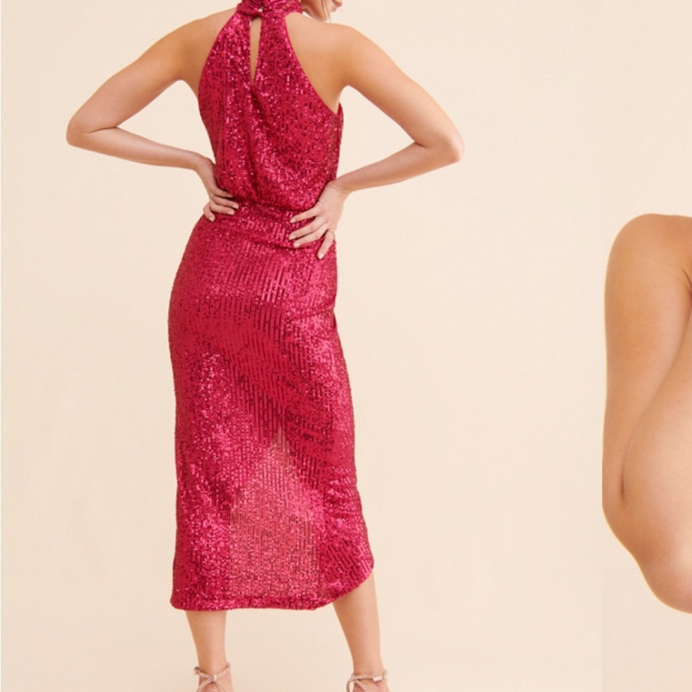 Saylor Dress Size XS XSmall Sequin Pink Halter Party Cocktail New NWT Prom Read - Picture 2 of 13